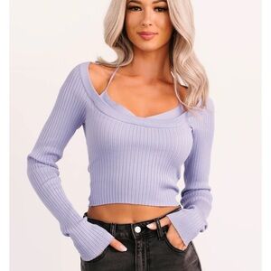 NanaMacs ‘Main Character Era Layered Ribbed Knit’ Blouse Size Small